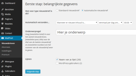 mailpoet nieuwsbrief