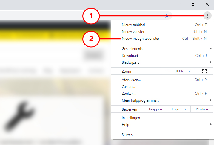 Chrome incognito venster openenen