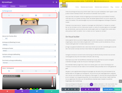 divi visual builder achtergrond